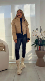 9657 Zip-up padded boxy crop hoodie jacket