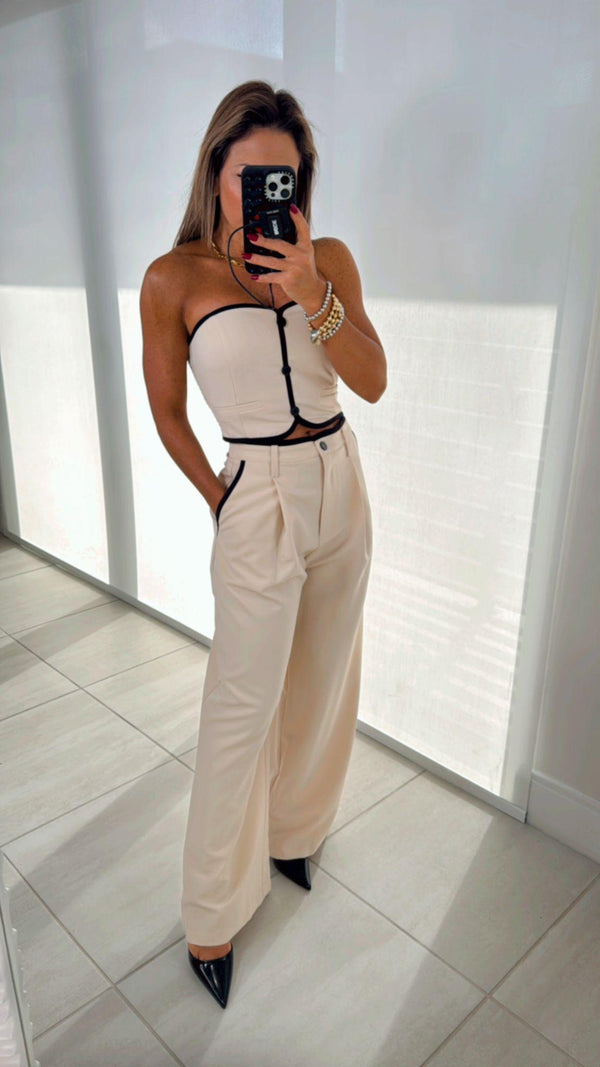 1497 Tube vest top and high waisted long pants set