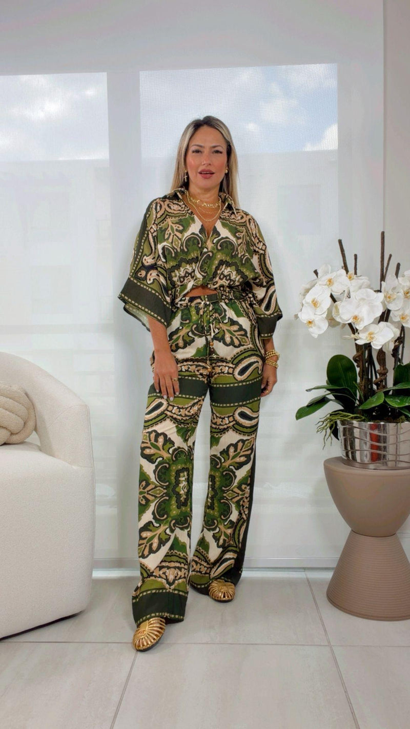 7098 Printed top and pants set