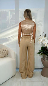 9906 Stripe vest and pants set