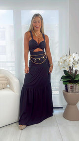 1584 Open front maxi dress
