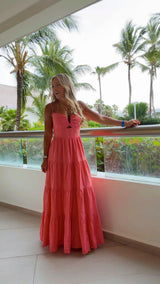 2159 Textured maxi dress with front cut out