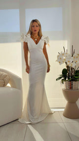 1286 Glittered ruffle sleeve maxi dress