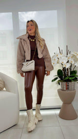 Y500 Bunny cropped faux fur coat jacket