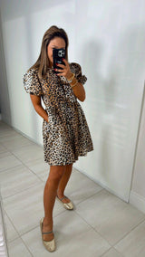 1748 Leopard dress with bows in front