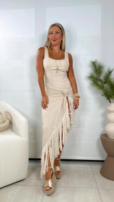 0089 Fringed dress with bodysuit inserts