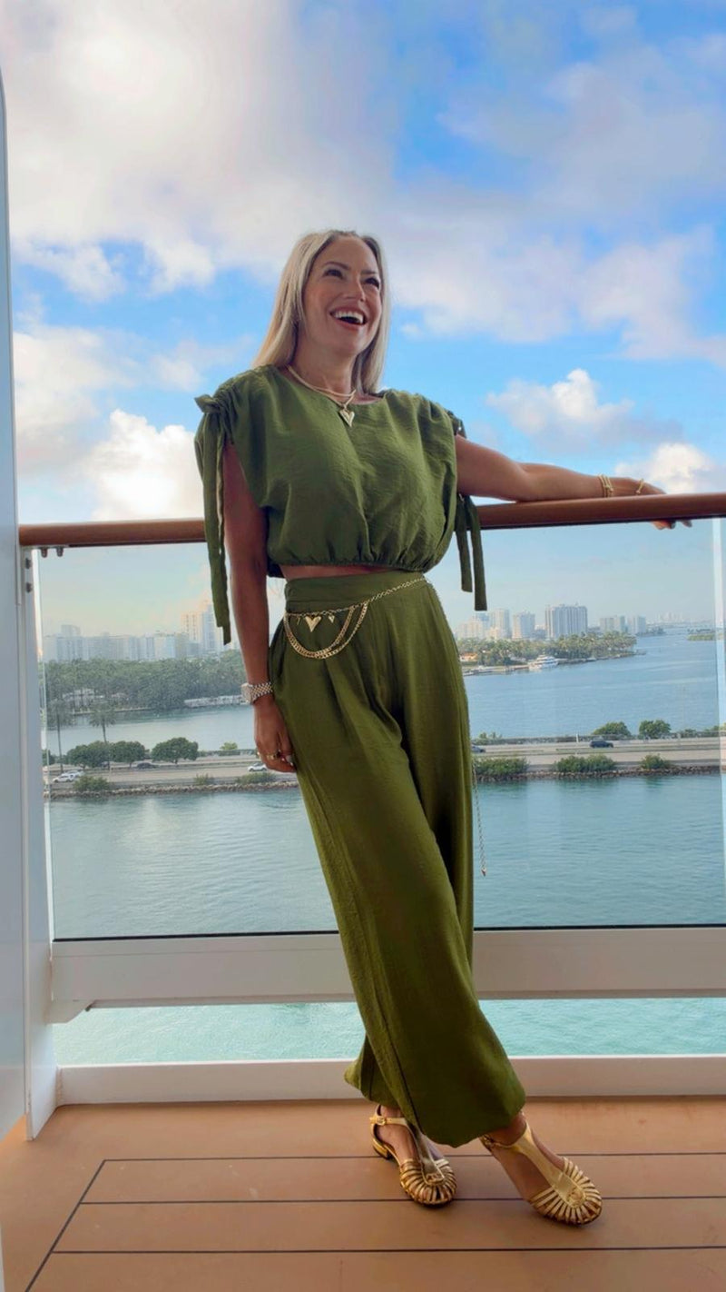 0904 Casual set solid wide leg