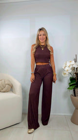 S01S Crinkle textured top and pant set