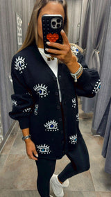 0806 Eyes print cardigans