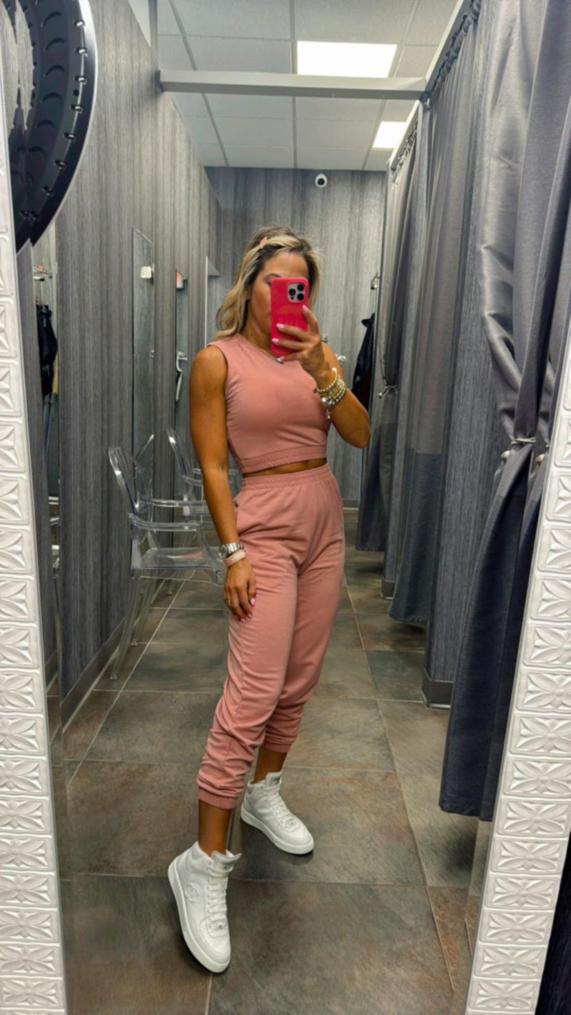 3982 French terry tank top and jogger set