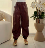 1112 Elastic waist faux leather joggers