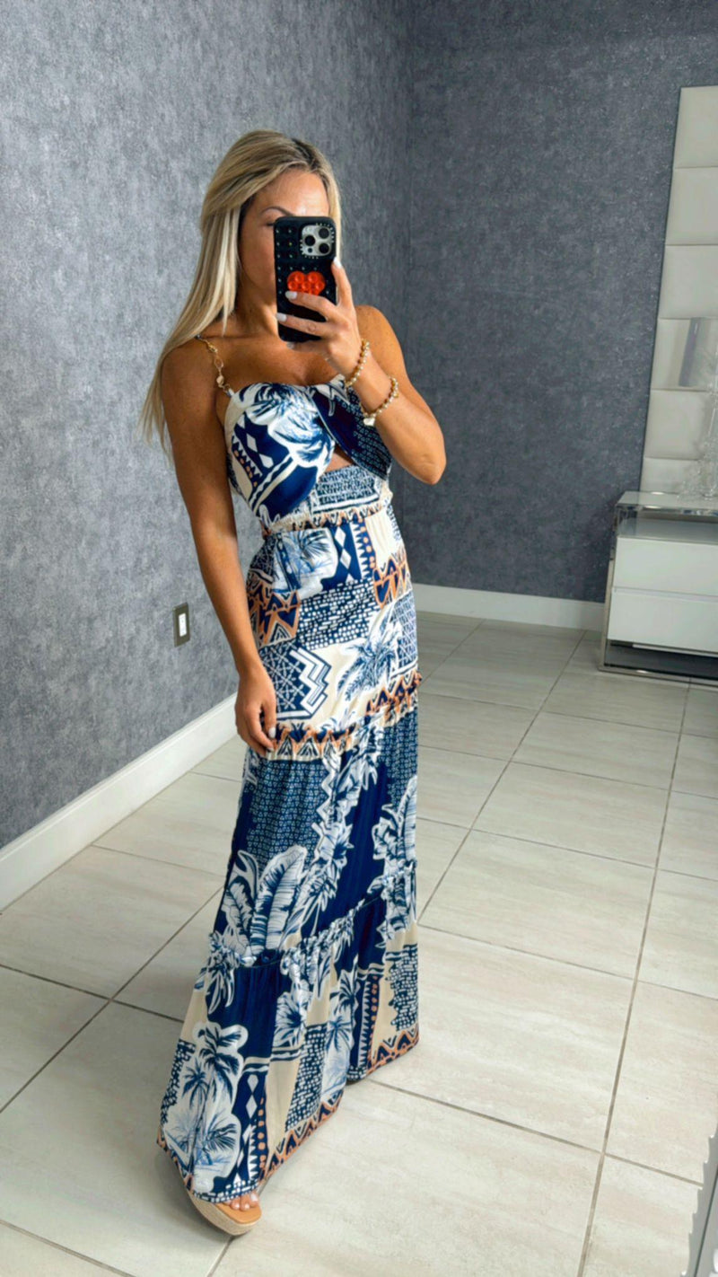 9830 Summer print maxi dress