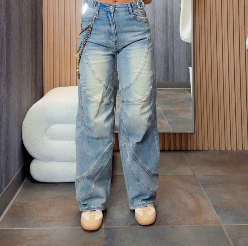5205 Stitch baggy denim pants