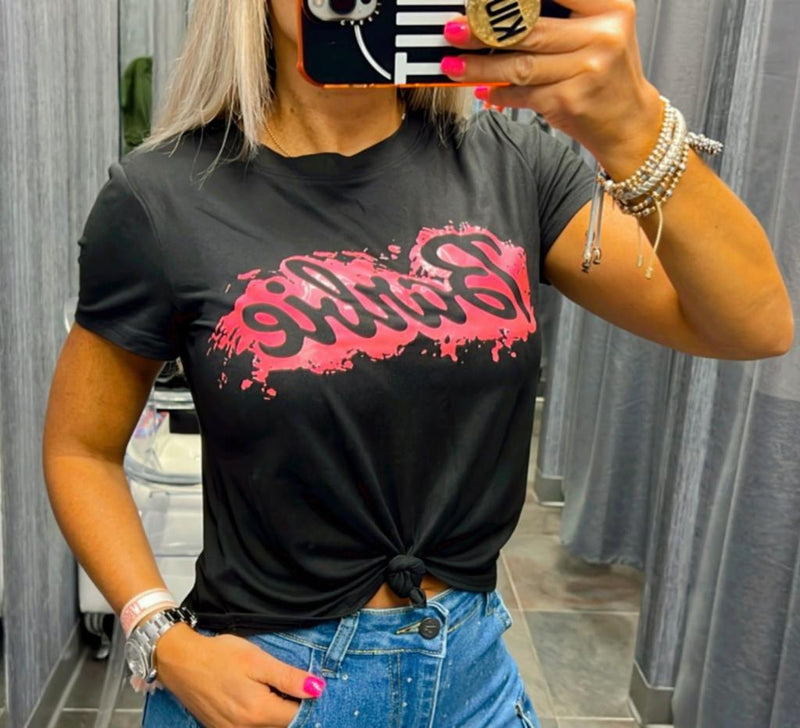 T790 Barbie printed crop T-Shirt