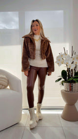 Y500 Bunny cropped faux fur coat jacket