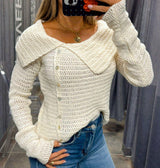 4358 Off shoulder crochet sweater