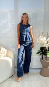 8495 Denim tank top and jeans set