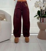 4108 Cotton wide leg barrel pants