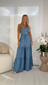 1964 Chambray jumpsuit strapless