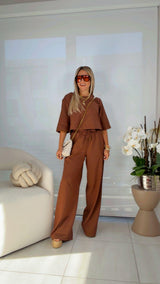 EN16 Linen top and wide leg pants set