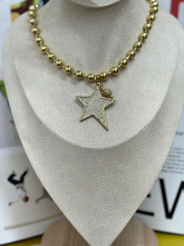 DL82 Big charm militar necklace silver and gold