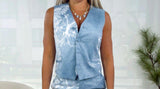 3153 Butterfly and denim print vest