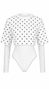 7527 Body mesh with polka dot crop top