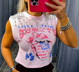 3314 Rolling stones crop top