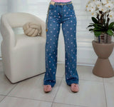 3565 Polka dot straight leg pants