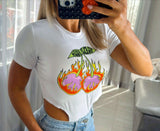 BL37 Cherry in hot crop t-shirt