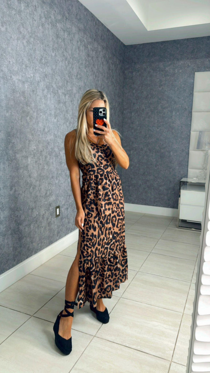 7294 Animal print midi dress