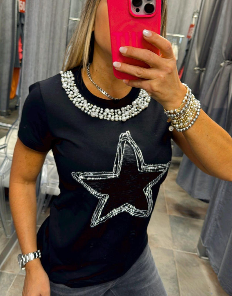 1841 Star and pearls detail T-shirt