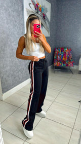 9566 Knit crepe athletic side stripe pants