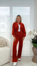 LOR2 Velour funnuel neck jacket and pants set