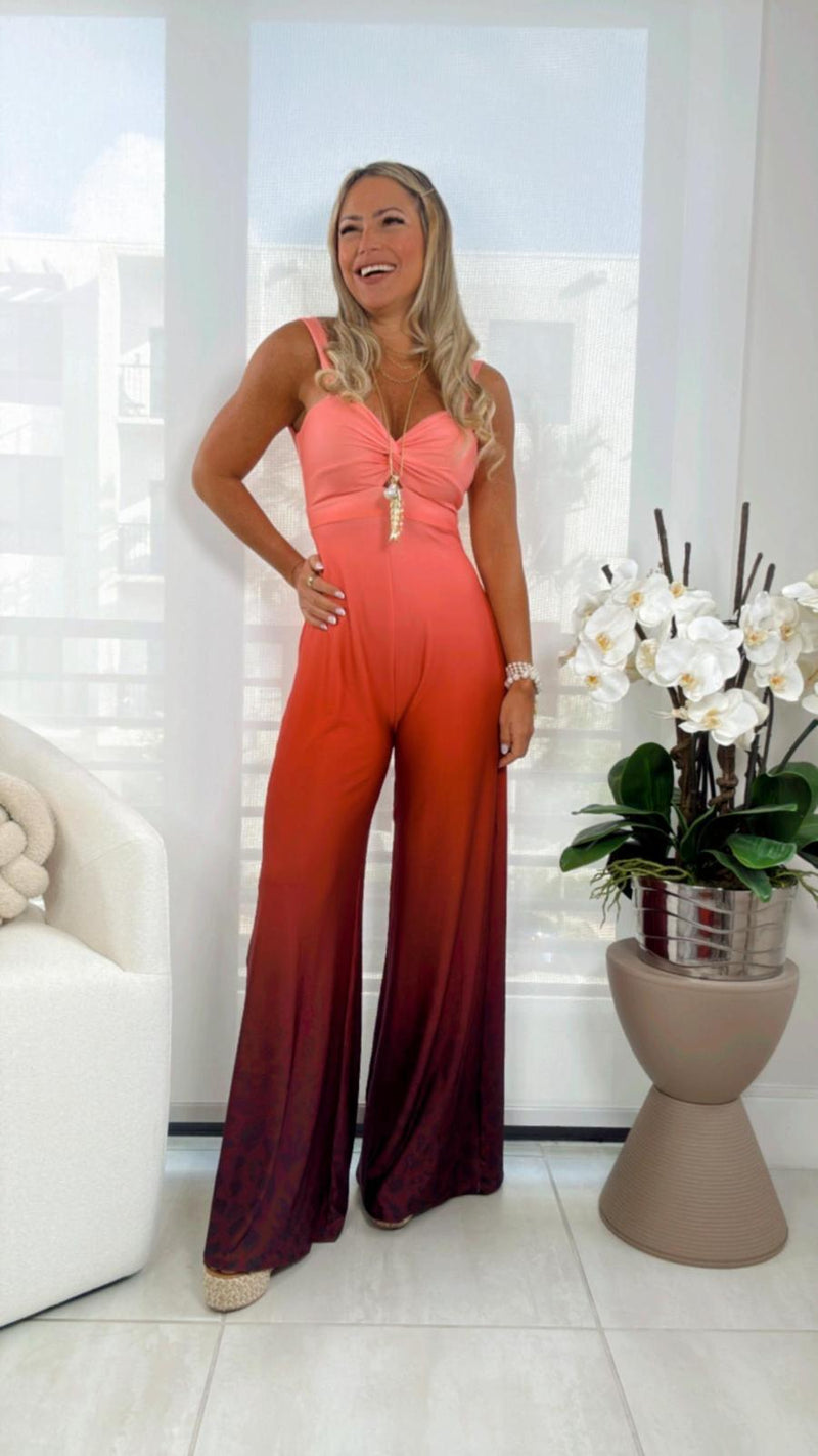 1601 Gradient print tie back jumpsuit