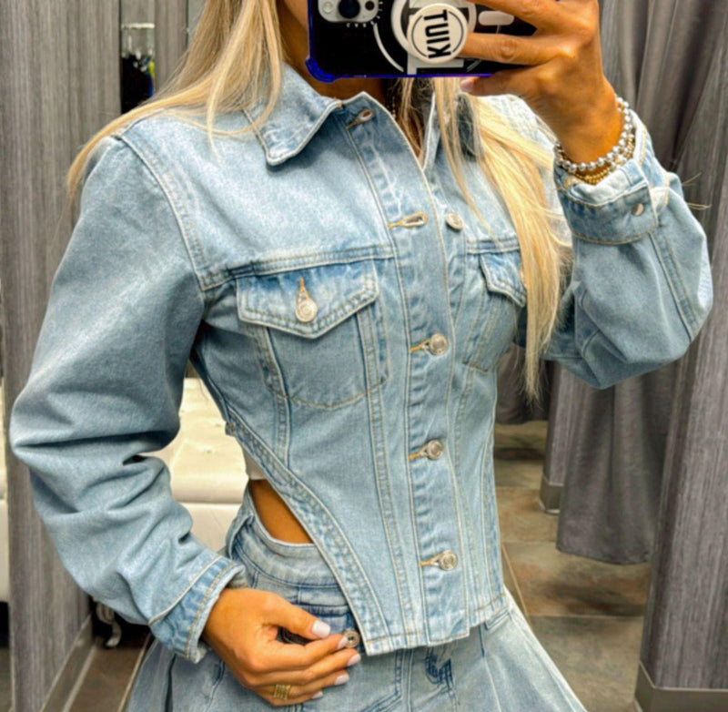 5933 Cropped denim corset jacket