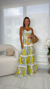 4326 Tiered printed maxi dress