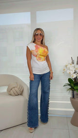 7252 Orchid pattern blouse