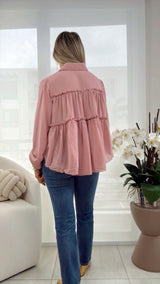 5109 Chiffon boho ruffle blouse