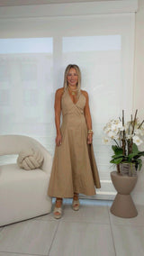 1988 Halter neck tie midi dress