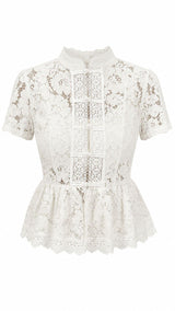 6200 Lace peplum top with frog clasures