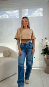 3002 Lace and crop top bodysuit