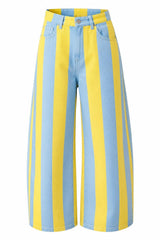 0504 High rise striped wide leg pants