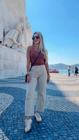 1058 High rise crop wide pants