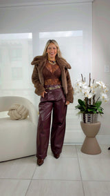 R976 High waist faux leather pants