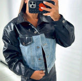 4130 Contrast faux leather jacket