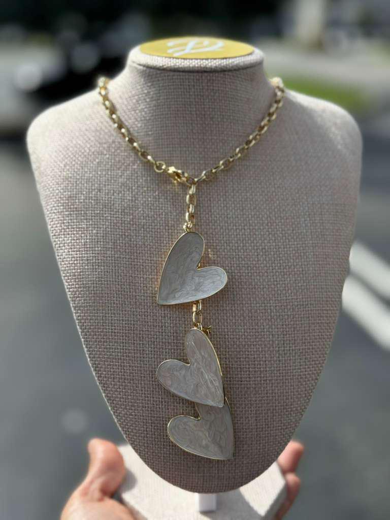 DL129 Corazon resina necklace con aretes