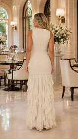 2742 Crochet ruffle hem dress