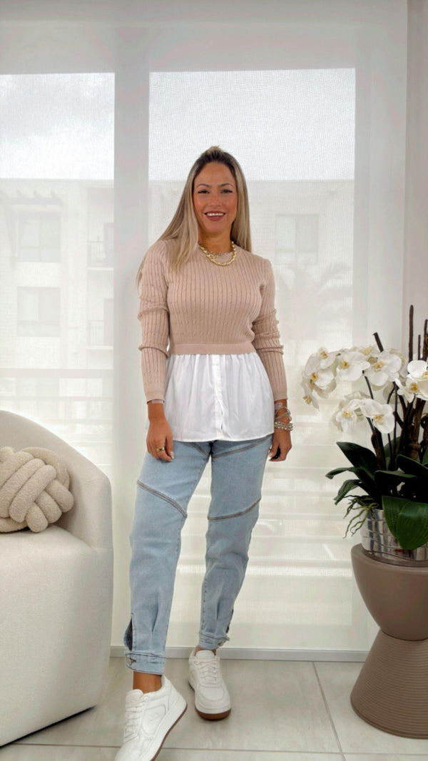 K468 Ligne elegant long sleeve top
