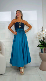 3054 Pleating tube midi dress